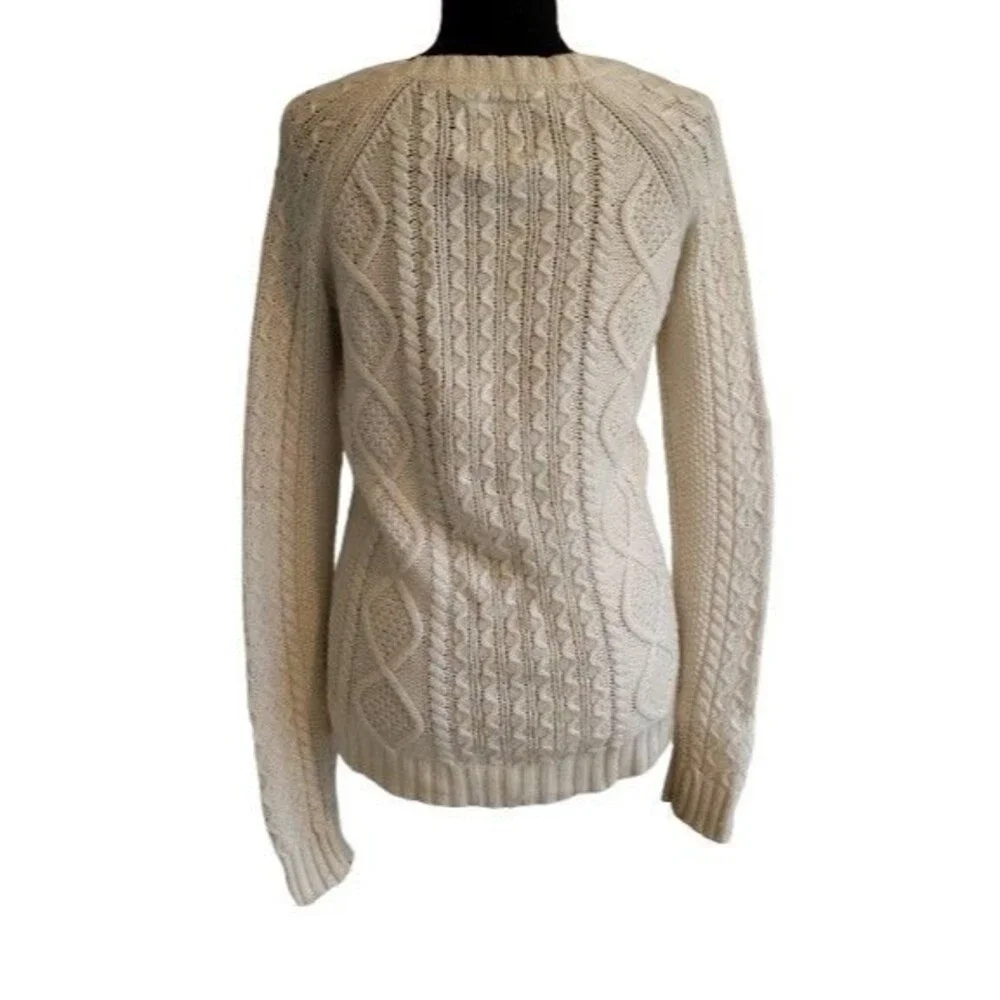 American Eagle Outfitters Cream Cable Knit Wool Blend Studded Sweater XS
